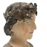 Young Caeser (?) Painted Plaster Bust with Metal Laurel Crown