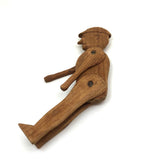 Charming Old Folk Art Jointed Man with Pointy Nose and Hat