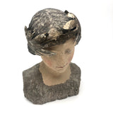 Young Caeser (?) Painted Plaster Bust with Metal Laurel Crown