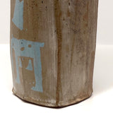 Faceted Studio Pottery Vase with Light Blue Animals by Jeffrey Lipton