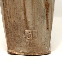 Faceted Studio Pottery Vase with Light Blue Animals by Jeffrey Lipton