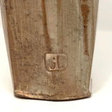 Faceted Studio Pottery Vase with Light Blue Animals by Jeffrey Lipton