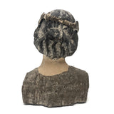Young Caeser (?) Painted Plaster Bust with Metal Laurel Crown