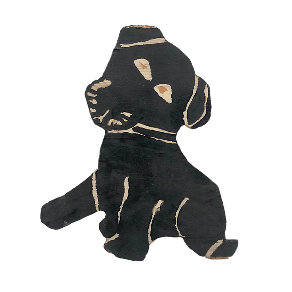 Super Folky Wooden Cutout Black Dog