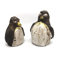 Pair of Large-ish Studio Pottery Penguins Signed KK
