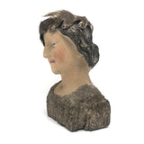 Young Caeser (?) Painted Plaster Bust with Metal Laurel Crown