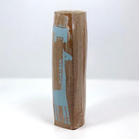 Faceted Studio Pottery Vase with Light Blue Animals by Jeffrey Lipton