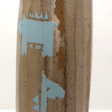Faceted Studio Pottery Vase with Light Blue Animals by Jeffrey Lipton