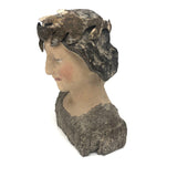 Young Caeser (?) Painted Plaster Bust with Metal Laurel Crown