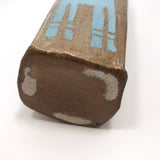 Faceted Studio Pottery Vase with Light Blue Animals by Jeffrey Lipton