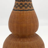 Mid-Century Chinese Finely Woven Wicker Over Porcelain Budvase