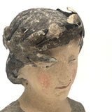 Young Caeser (?) Painted Plaster Bust with Metal Laurel Crown