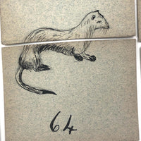 Fantastic British Hand-Drawn Pen and Ink Animal Multiplication Cards on Halved Raffle Tickets