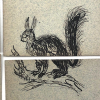 Fantastic British Hand-Drawn Pen and Ink Animal Multiplication Cards on Halved Raffle Tickets