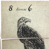 Fantastic British Hand-Drawn Pen and Ink Animal Multiplication Cards on Halved Raffle Tickets