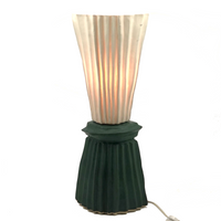 Sculptural Handmade Vintage Ceramic Lamp, Matte Green and White