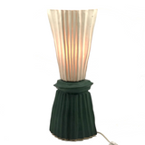 Sculptural Handmade Vintage Ceramic Lamp, Matte Green and White