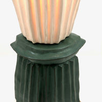 Sculptural Handmade Vintage Ceramic Lamp, Matte Green and White