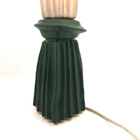 Sculptural Handmade Vintage Ceramic Lamp, Matte Green and White