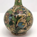 Persian Qajar Antique Pottery Vase with Bluebird and Flowers