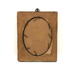 Miniature Antique Oil on Canvas Cow Painting in Silhouette Frame