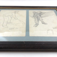 Framed Pair of George Errington 1882 Graphite Sketches, with Third on Reverse