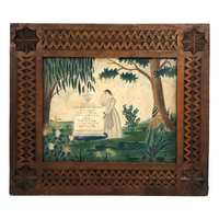 C. 1838 Folk Art Watercolor Mourning Picture for Two Infants, Framed