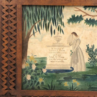 C. 1838 Folk Art Watercolor Mourning Picture for Two Infants, Framed