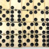 Victorian Bone Dominoes, Complete Double Six Set in Original Slide Top Box