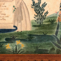 C. 1838 Folk Art Watercolor Mourning Picture for Two Infants, Framed