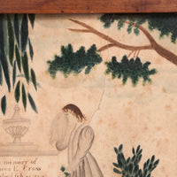 C. 1838 Folk Art Watercolor Mourning Picture for Two Infants, Framed
