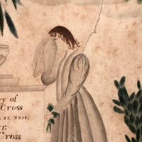 C. 1838 Folk Art Watercolor Mourning Picture for Two Infants, Framed