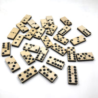 Victorian Bone Dominoes, Complete Double Six Set in Original Slide Top Box