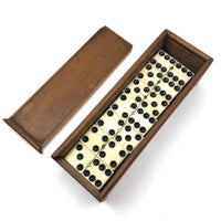 Victorian Bone Dominoes, Complete Double Six Set in Original Slide Top Box