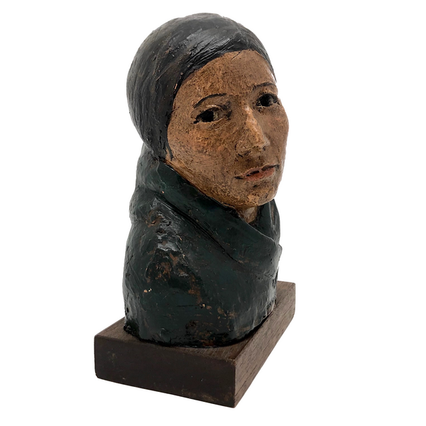 Robert Lohman Ceramic Sculpture Bust of Native American Woman