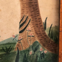 C. 1838 Folk Art Watercolor Mourning Picture for Two Infants, Framed