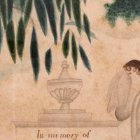 C. 1838 Folk Art Watercolor Mourning Picture for Two Infants, Framed