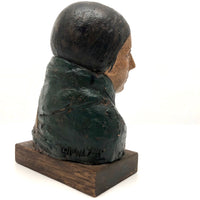 Robert Lohman Ceramic Sculpture Bust of Native American Woman