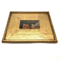 Antique Frontier Scene (?) Watercolor in Period Gilded Frame