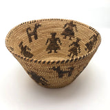 Antique Papago / Pima Figurative Basket with Women and Dogs