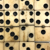 Bone and Ebony Dominoes with Brass Spinners - Complete Double Six Set