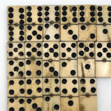 Bone and Ebony Dominoes with Brass Spinners - Complete Double Six Set