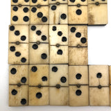 Bone and Ebony Dominoes with Brass Spinners - Complete Double Six Set