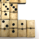 Bone and Ebony Dominoes with Brass Spinners - Complete Double Six Set