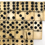 Bone and Ebony Dominoes with Brass Spinners - Complete Double Six Set