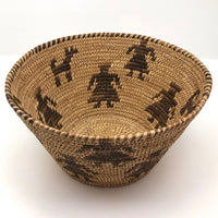 Antique Papago / Pima Figurative Basket with Women and Dogs