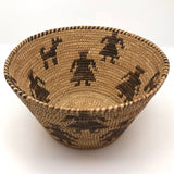 Antique Papago / Pima Figurative Basket with Women and Dogs