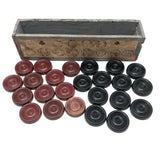Fabulous Old Handmade "Club Checkers" Box, with Checkers