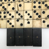 Bone and Ebony Dominoes with Brass Spinners - Complete Double Six Set