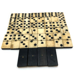 Bone and Ebony Dominoes with Brass Spinners - Complete Double Six Set